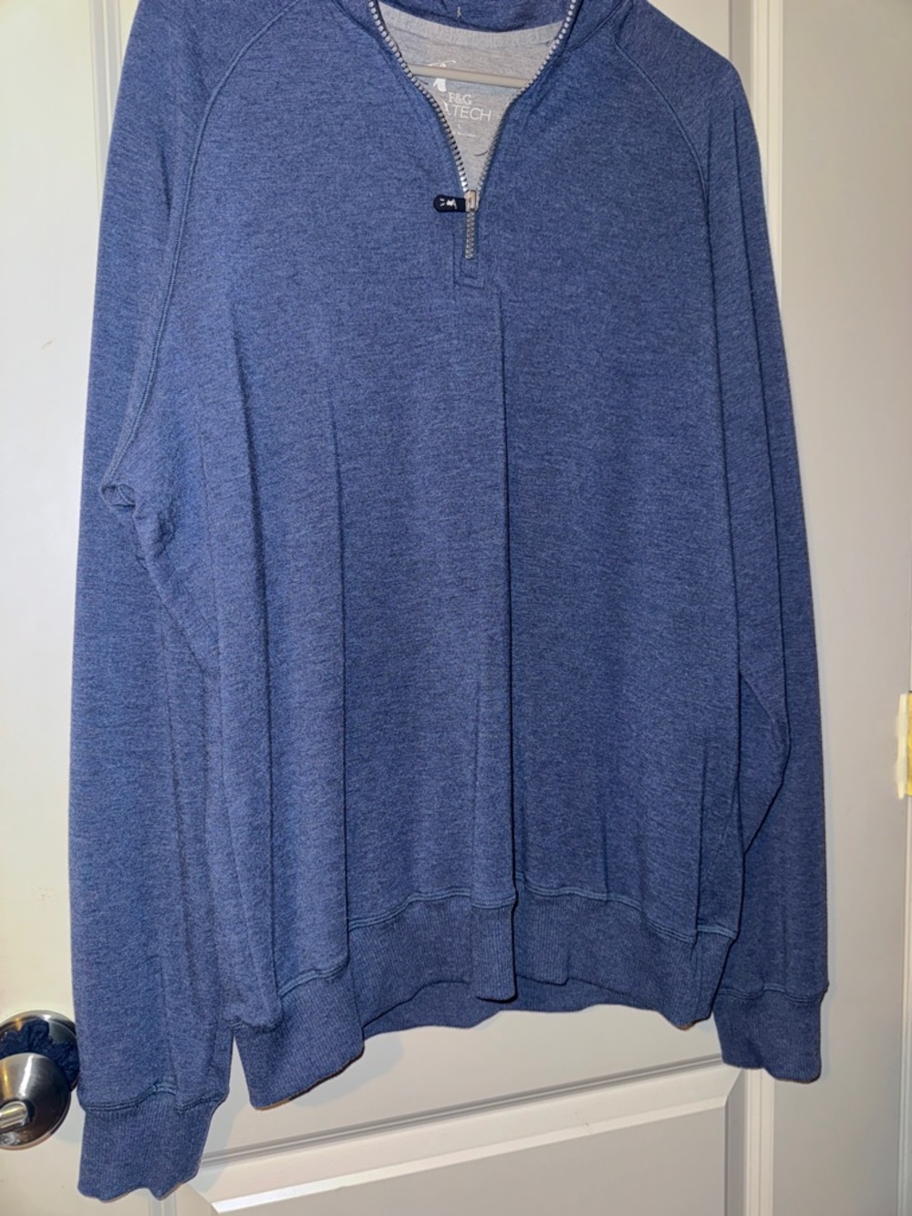F&G Tech Pullover 1/4 Zip Long Sleeve‎ Mens Large L Blue Golf EUC - Picture 3 of 5